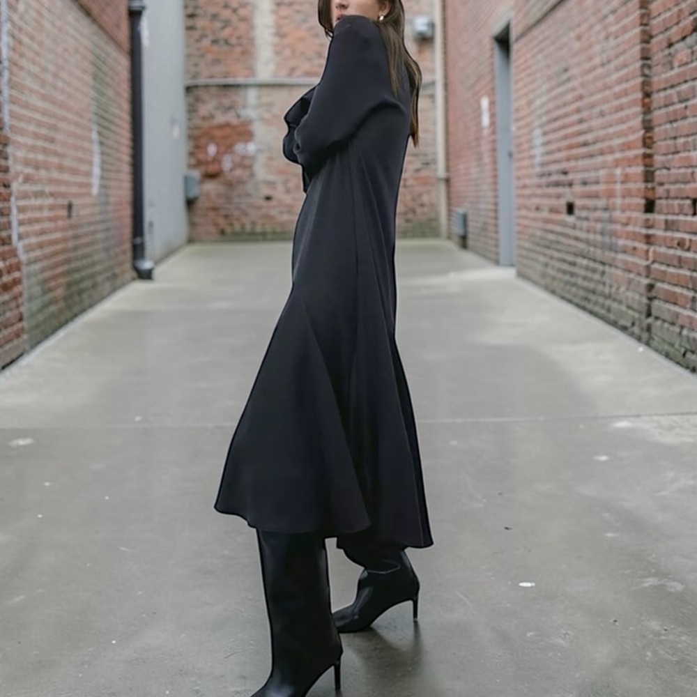 Black Lyocell-blend satin Maxi dress SZ M